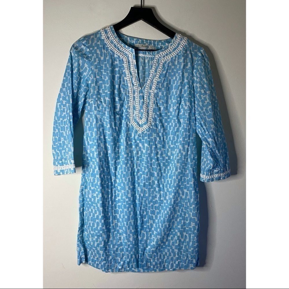 Boden Geometric Pattern Embroidered Kaftan Tunic Top